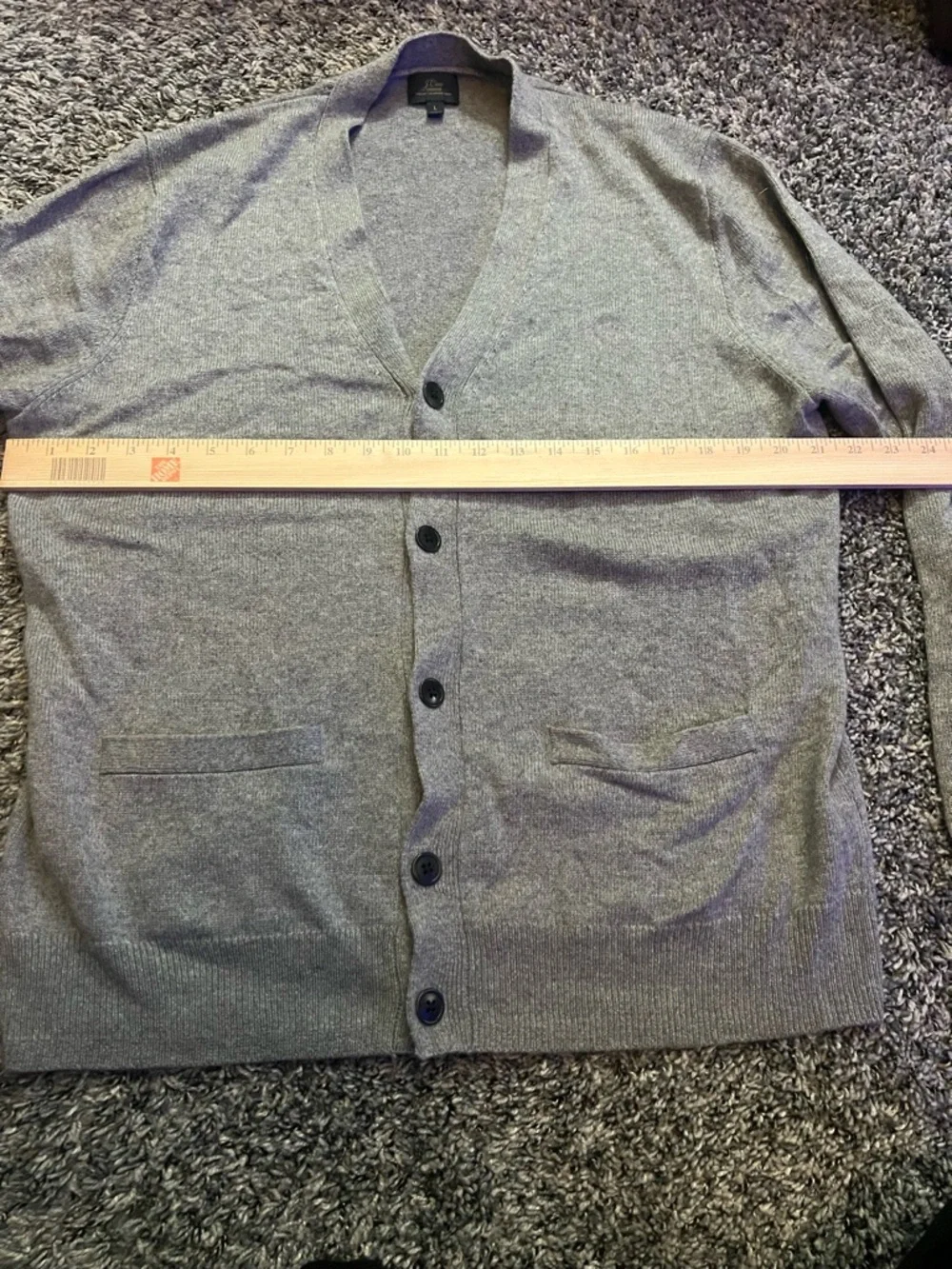 J. Crew Men's Heather Gray Button Cardigan 100% Italian Cashmere Yarn - Picture 3 of 6